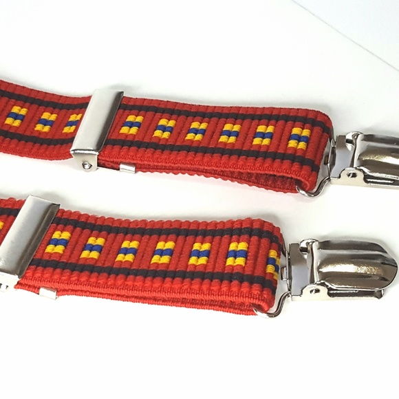 Vintage Kids Suspenders Red Adjustable - Picture 5 of 5